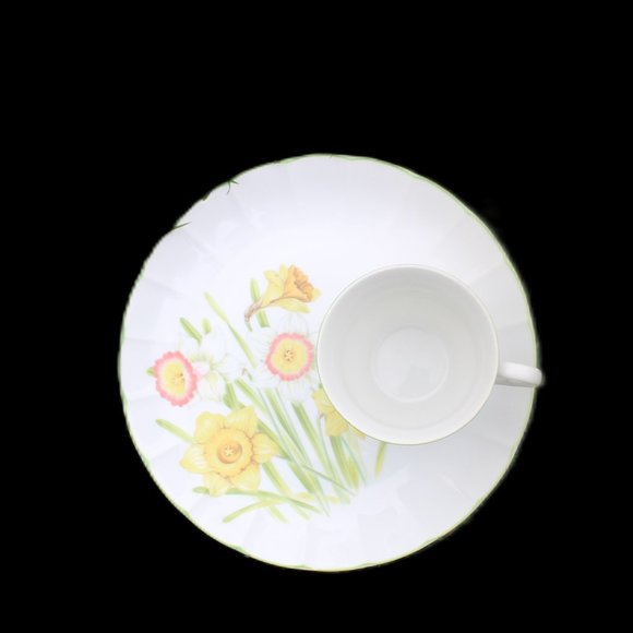 1950s MCM Vintage Flower Coffee Tea Mug Matching Plate Complete Set of 4 - Picture 7 of 16